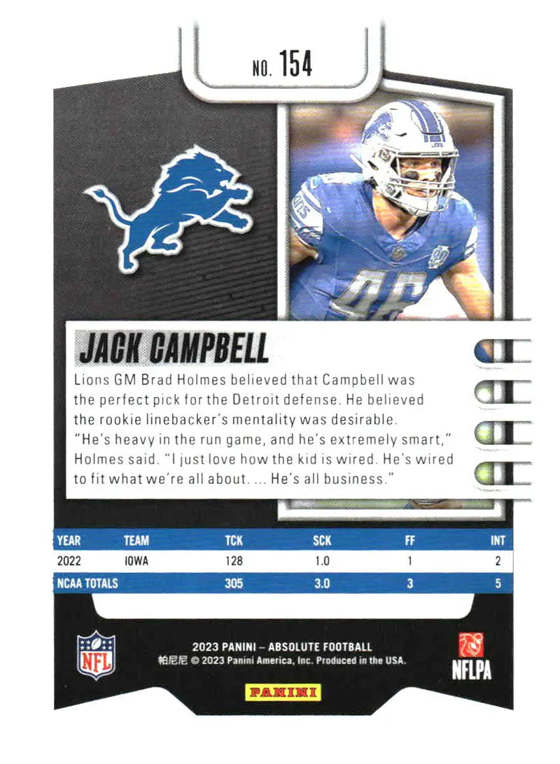 2023 Panini Absolute #154 Jack Campbell Retail - Football Card Single
