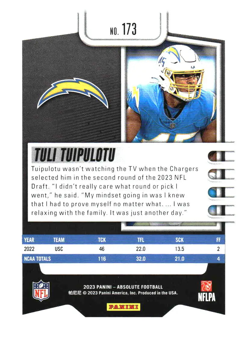 2023 Panini Absolute #173 Tuli Tuipulotu Retail - Football Card Single