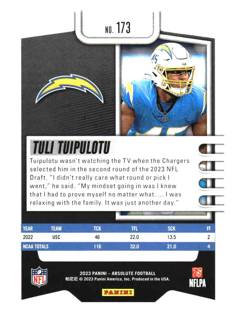 2023 Panini Absolute #173 Tuli Tuipulotu Retail - Football Card Single