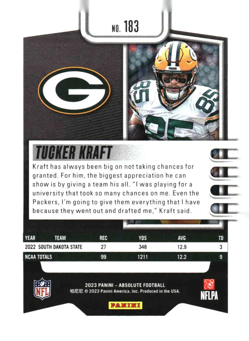 2023 Panini Absolute #183 Tucker Kraft Blue - Football Card Single