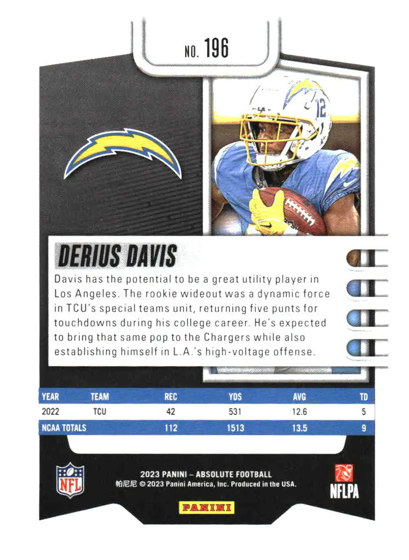 2023 Panini Absolute #196 Derius Davis Retail - Football Card Single