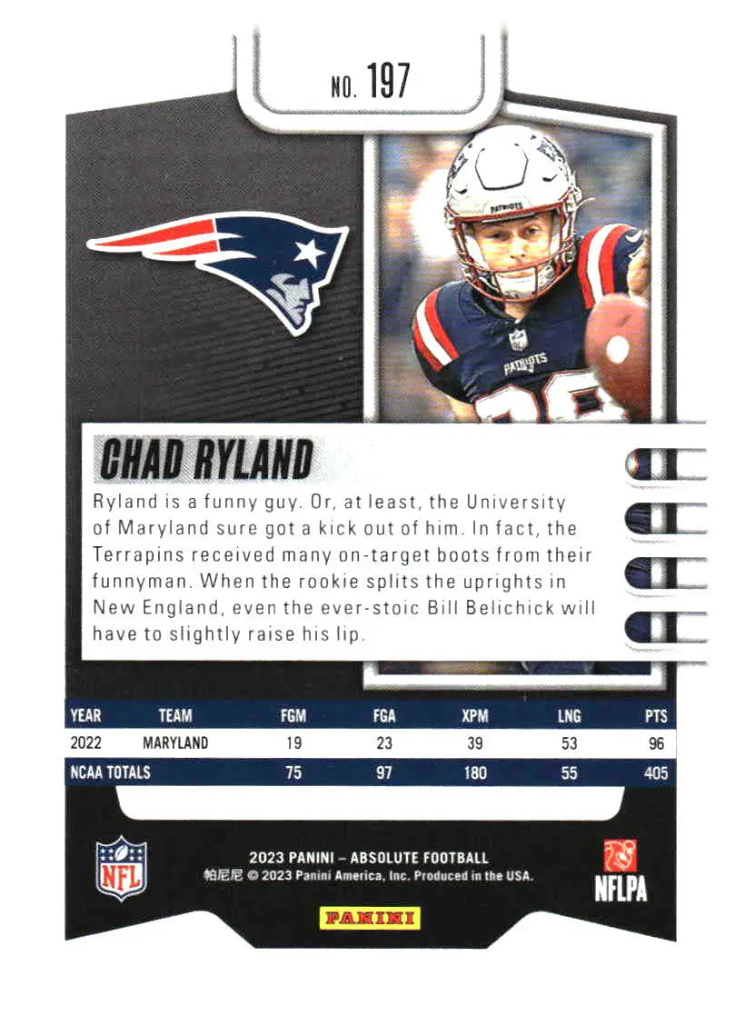 2023 Panini Absolute #197 Chad Ryland Retail - Football Card Single