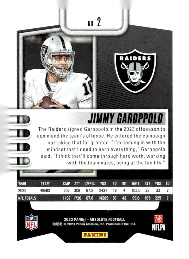 2023 Panini Absolute #2 Jimmy Garoppolo Retail - Football Card Single