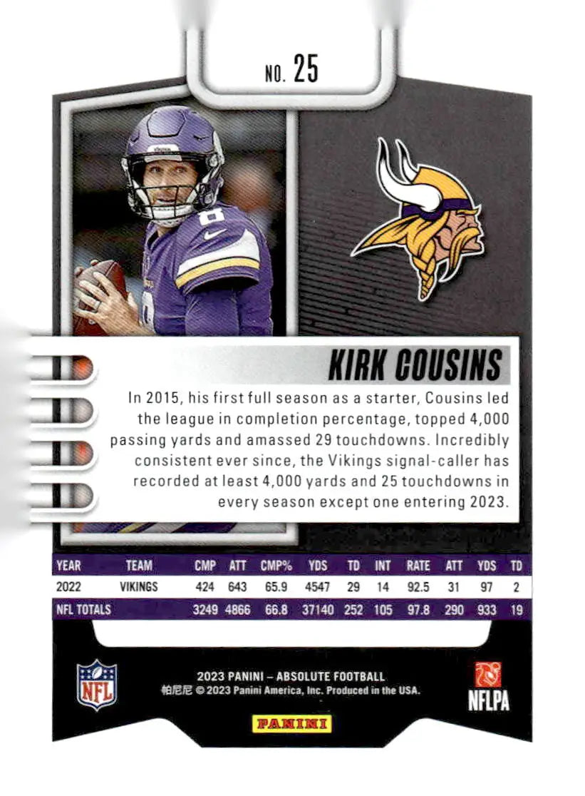 2023 Panini Absolute #25 Kirk Cousins Blue - Football Card Single