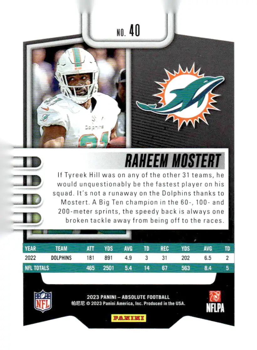 2023 Panini Absolute #40 Raheem Mostert Retail Miami Dolphins - Football Card Single