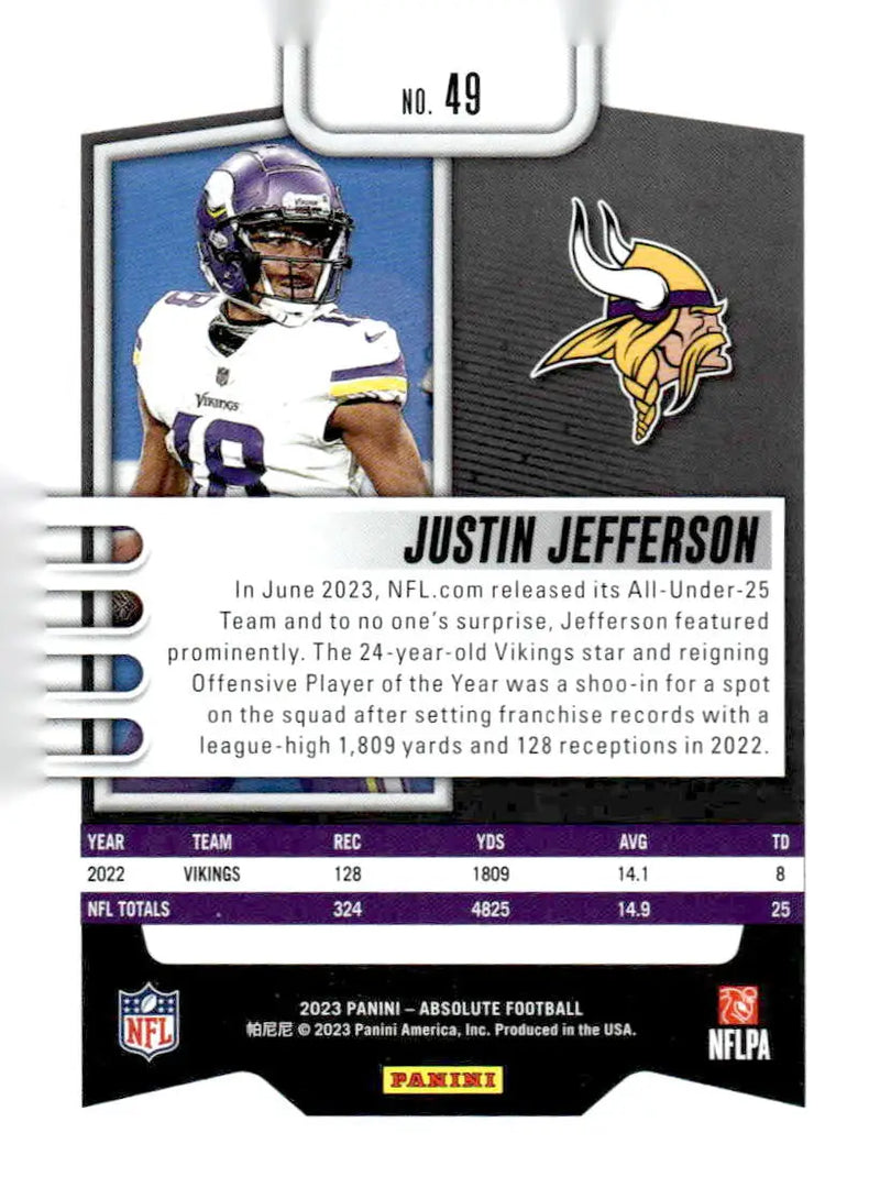 2023 Panini Absolute #49 Justin Jefferson Retail - Football Card Single