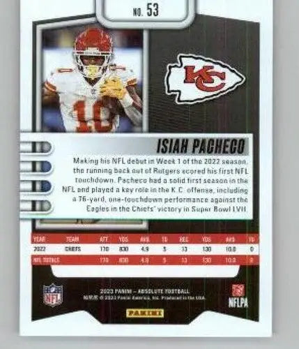 2023 Panini Absolute #53 Isiah Pacheco NM-MT Chiefs ID:67723 - Football Card Single