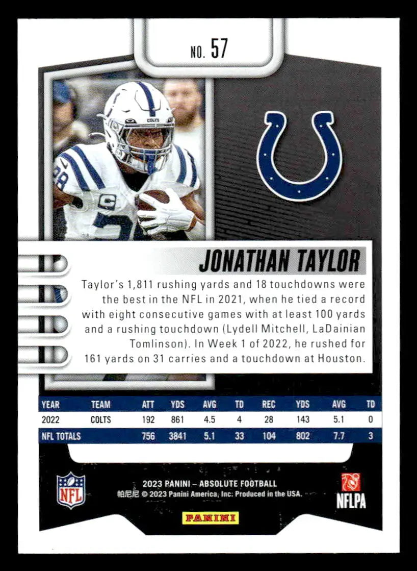 2023 Panini Absolute #57 Jonathan Taylor Retail Indianapolis Colts - Football Card Single