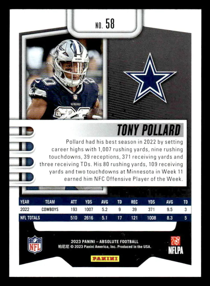 2023 Panini Absolute #58 Tony Pollard Retail - Football Card Single