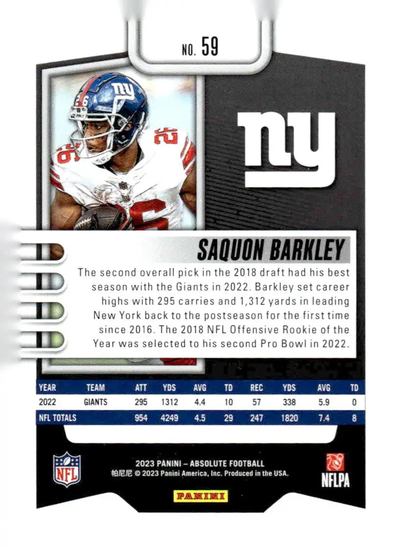 2023 Panini Absolute #59 Saquon Barkley Retail New York Giants - Football Card Single