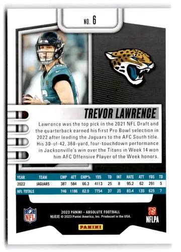 2023 Panini Absolute #6 Trevor Lawrence NM-MT Jaguars ID:67704 - Football Card Single