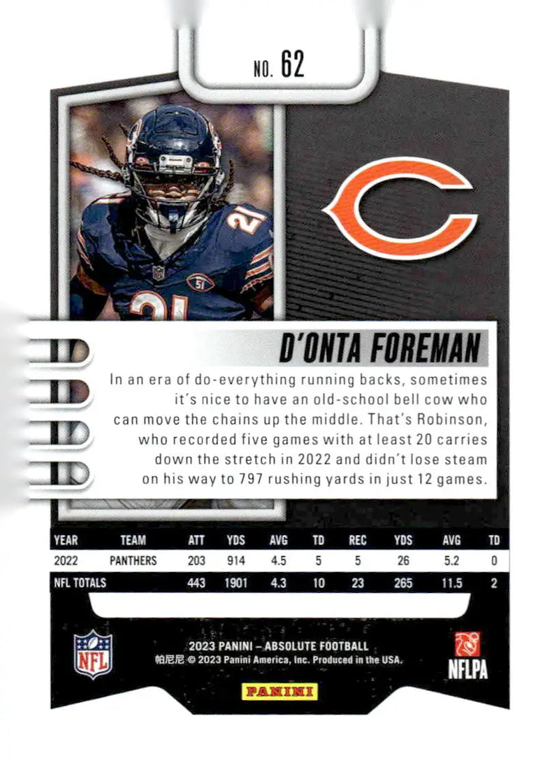 2023 Panini Absolute #62 D’Onta Foreman Retail - Football Card Single