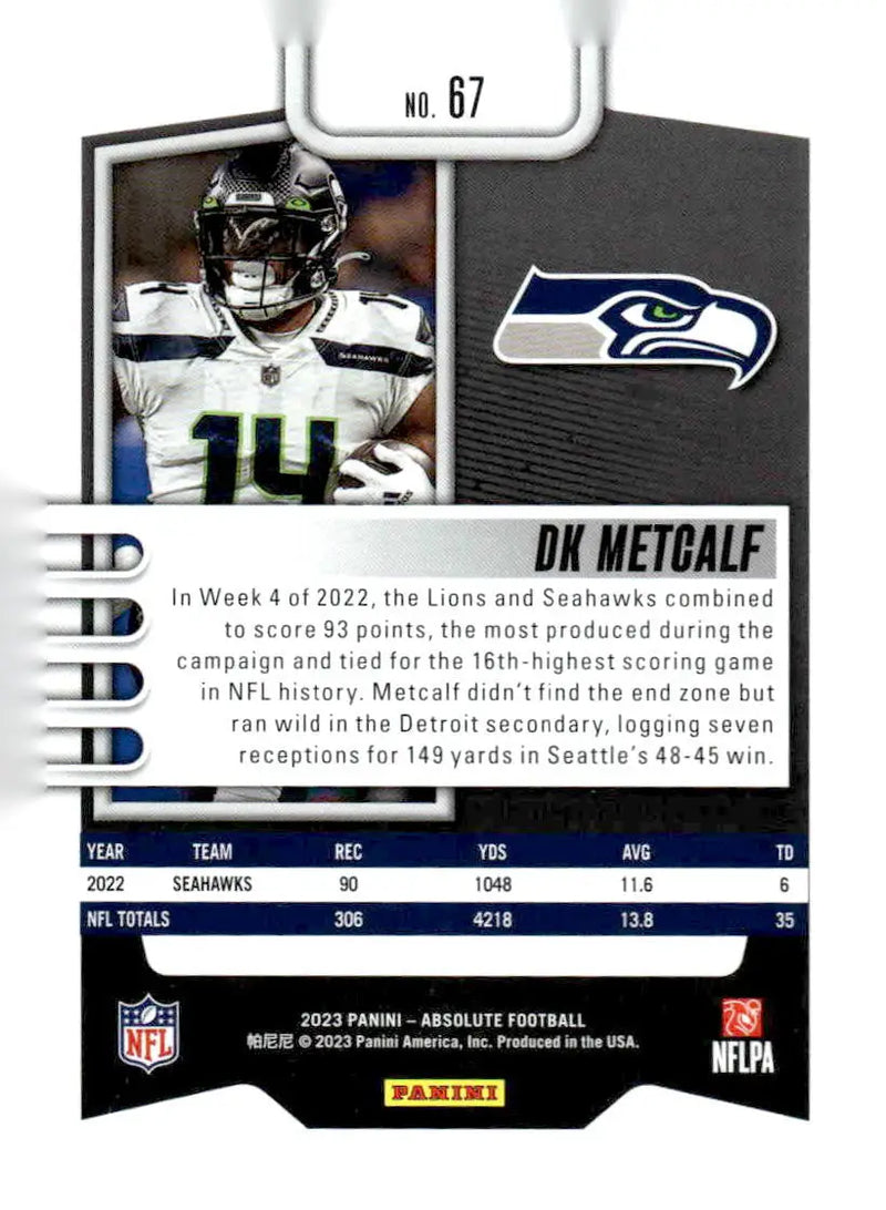 2023 Panini Absolute #67 DK Metcalf Blue - Football Card Single