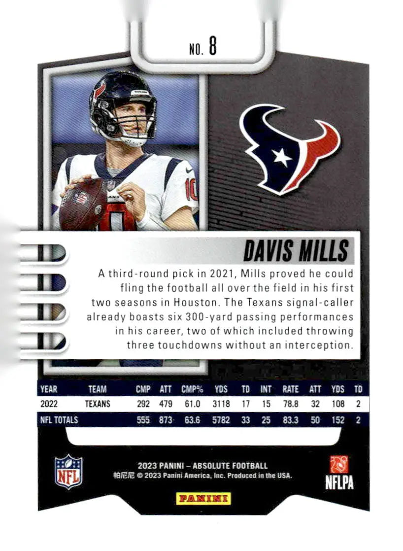 2023 Panini Absolute #8 Davis Mills Blue - Football Card Single