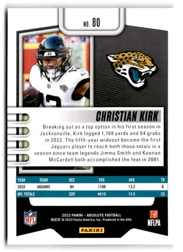 2023 Panini Absolute #80 Christian Kirk NM-MT Jaguars ID:67732 - Football Card Single