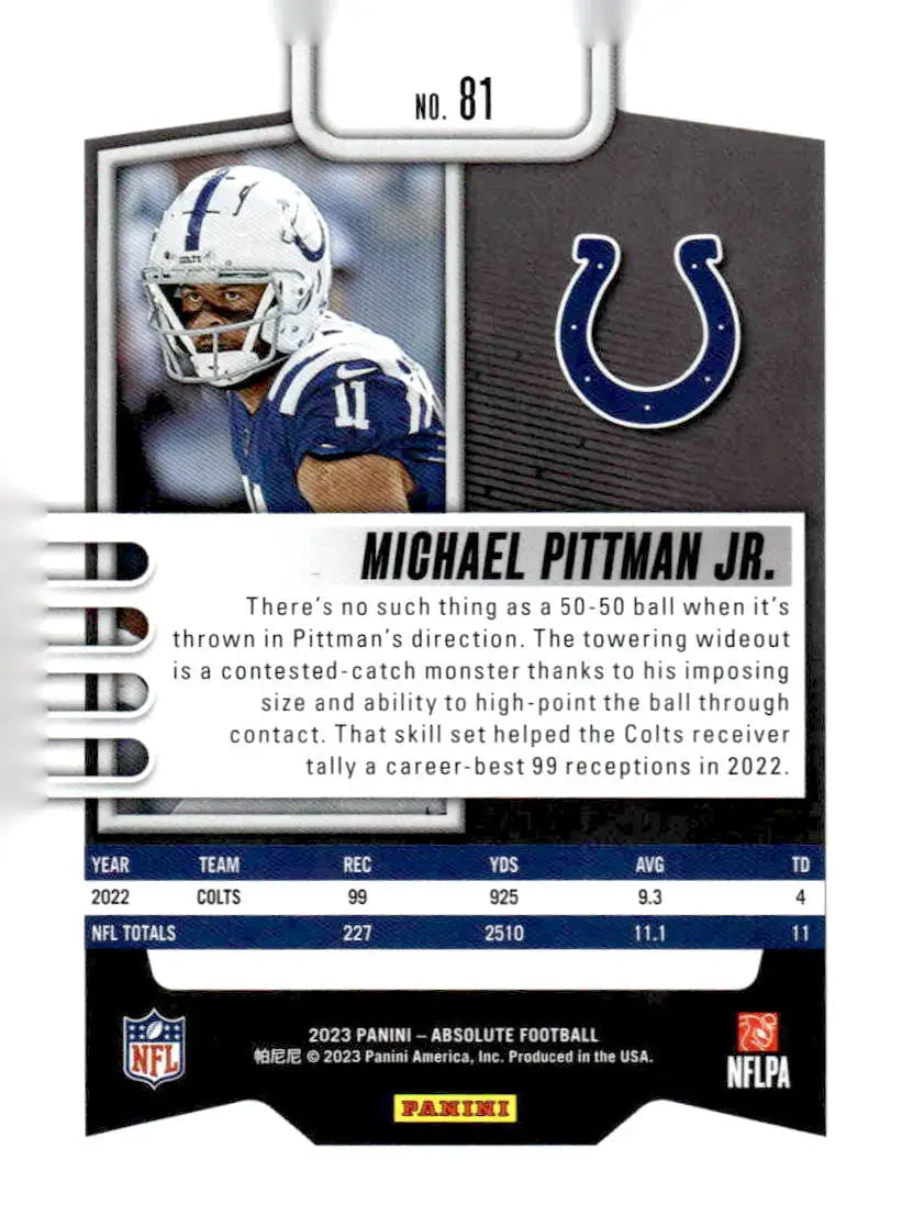 2023 Panini Absolute #81 Michael Pittman Jr. Blue - Football Card Single