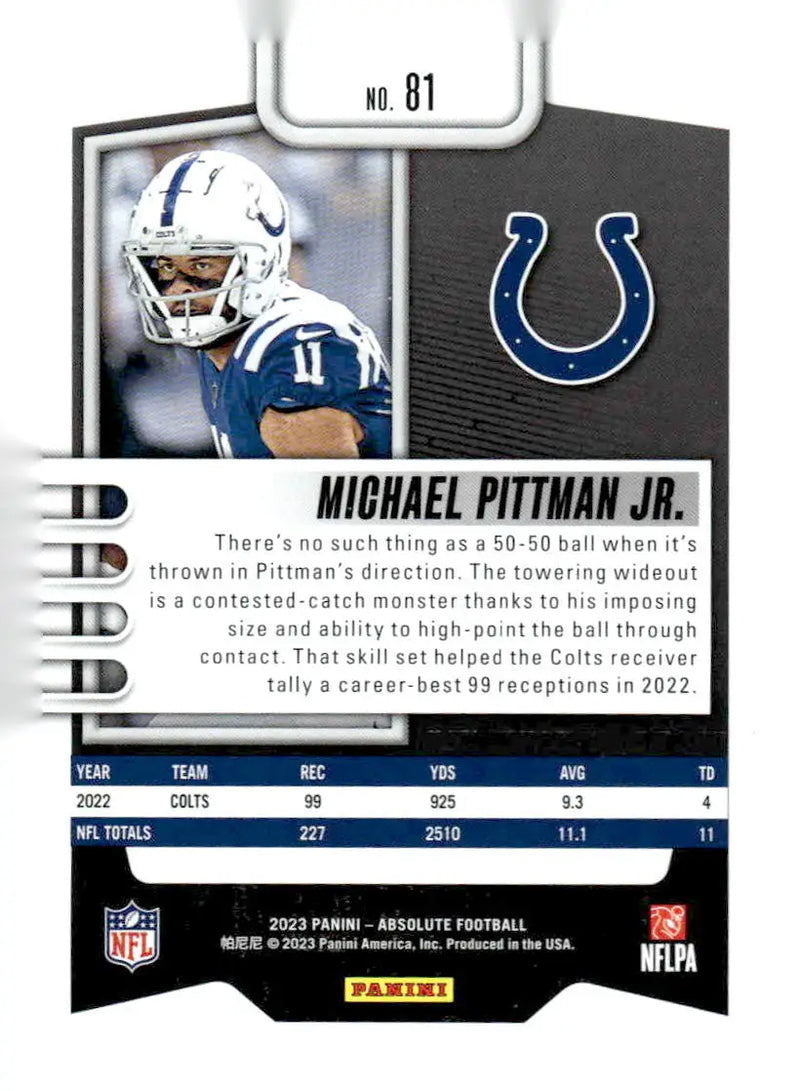 2023 Panini Absolute #81 Michael Pittman Jr. Retail - Football Card Single