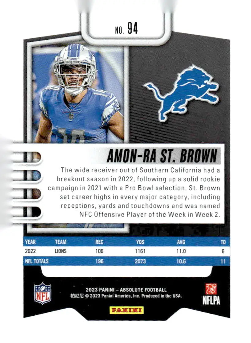 2023 Panini Absolute #94 Amon-Ra St. Brown Retail - Football Card Single