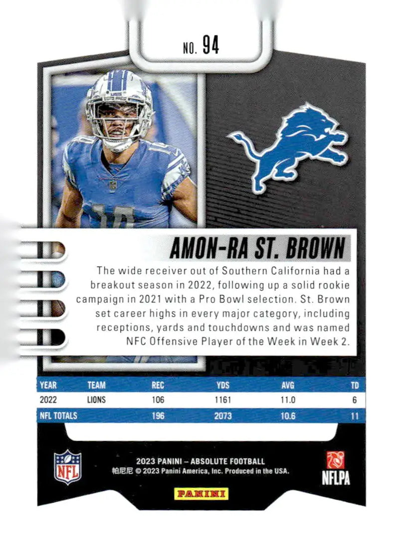 2023 Panini Absolute #94 Amon-Ra St. Brown Retail - Football Card Single