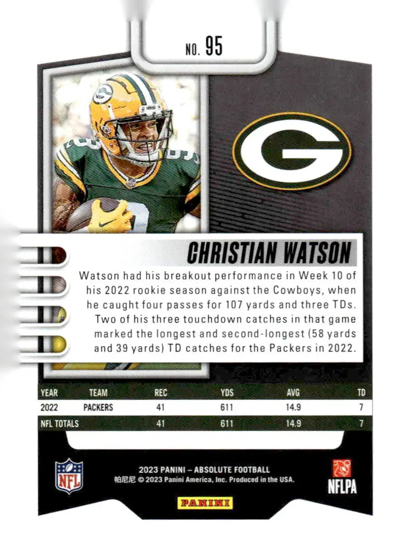 2023 Panini Absolute #95 Christian Watson Blue - Football Card Single