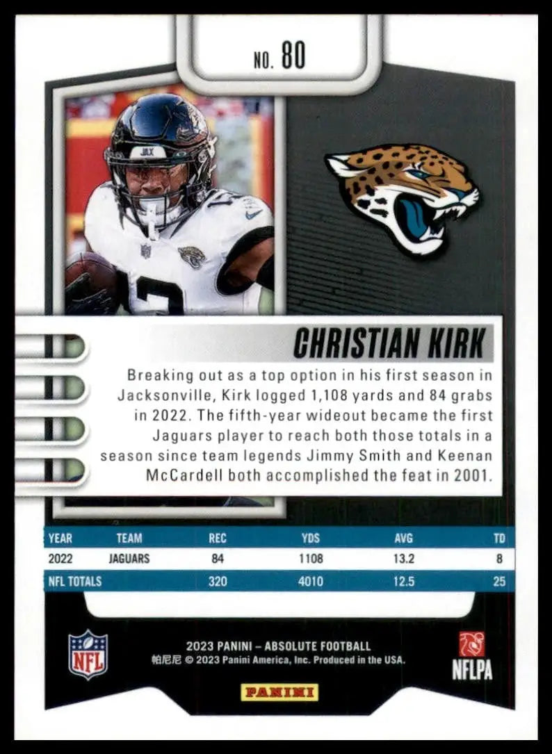 2023 Panini Absolute Christian Kirk #80 Jacksonville Jaguars Football Card - Football Card Single