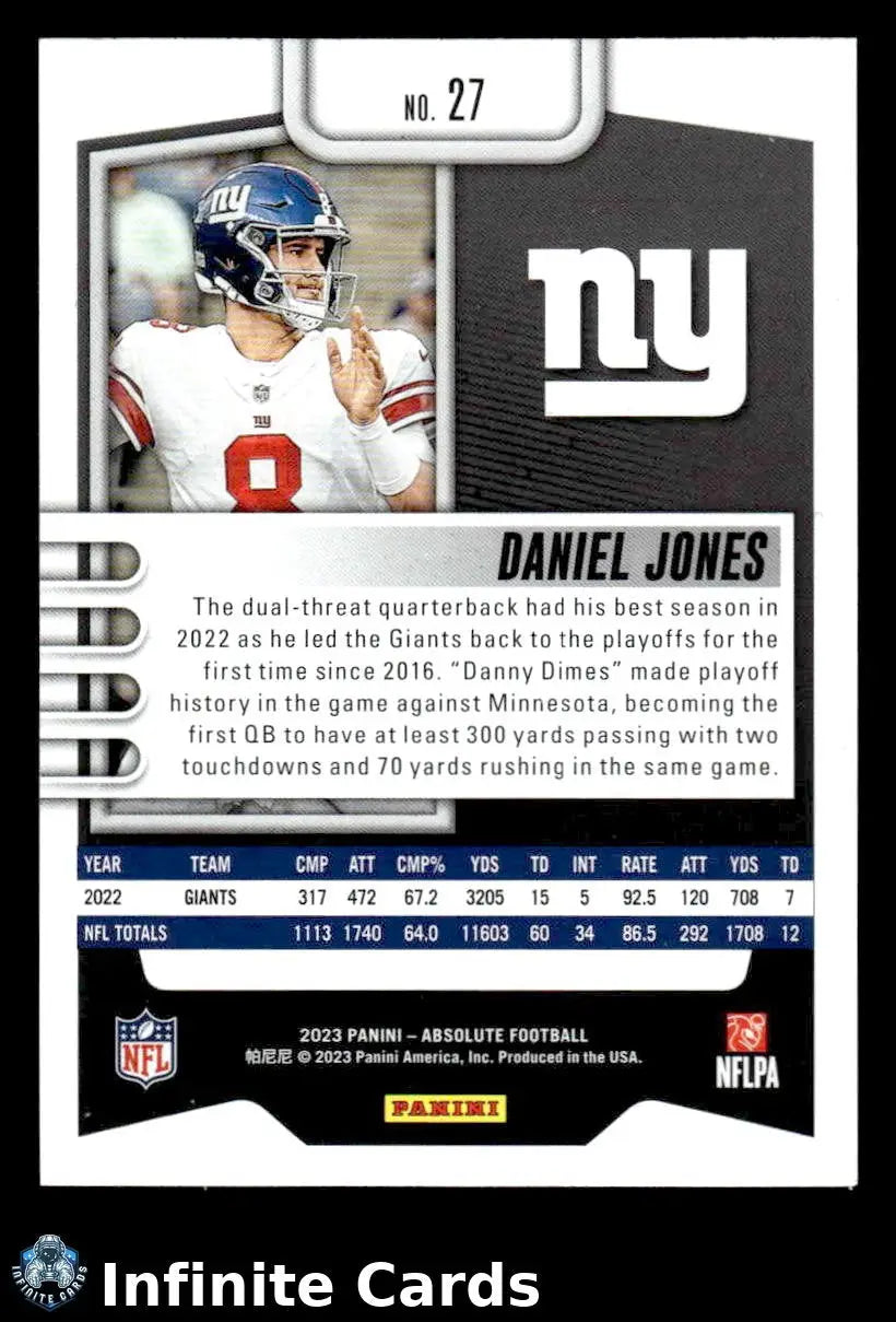 2023 Panini Absolute DANIEL JONES #27 New York Giants - Football Card Single