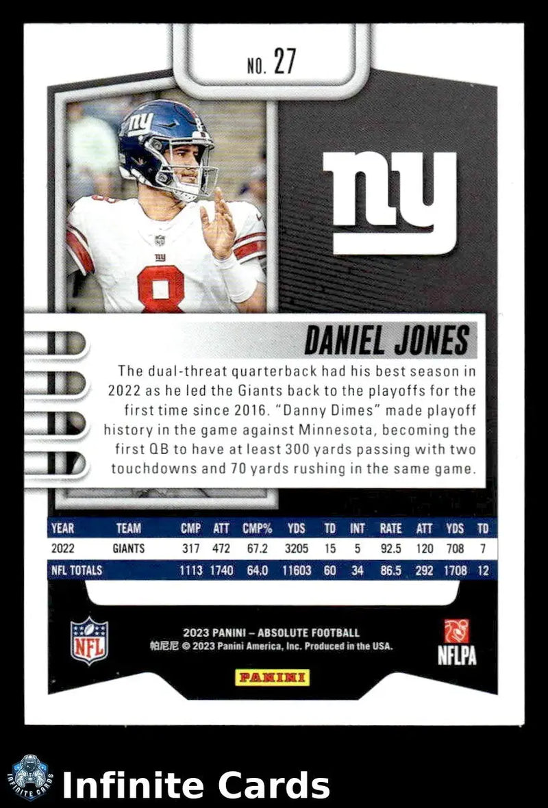 2023 Panini Absolute DANIEL JONES #27 New York Giants - Football Card Single