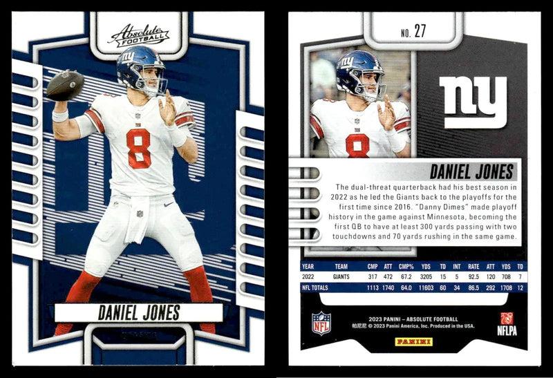 2023 Panini Absolute DANIEL JONES #27 New York Giants - Football Card Single