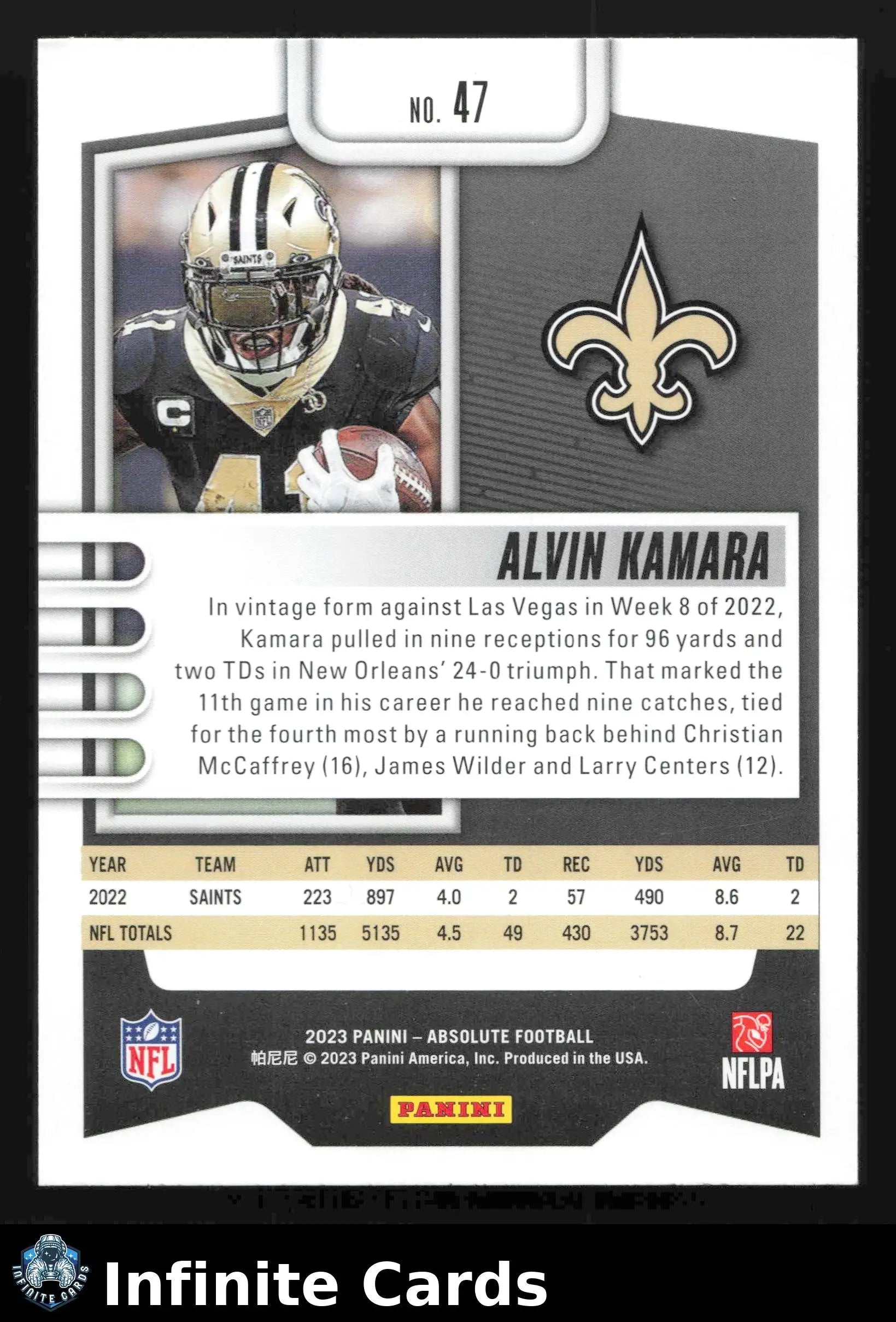 2023 Panini Absolute Football ALVIN KAMARA #47 New Orleans Saints - Football Card Single