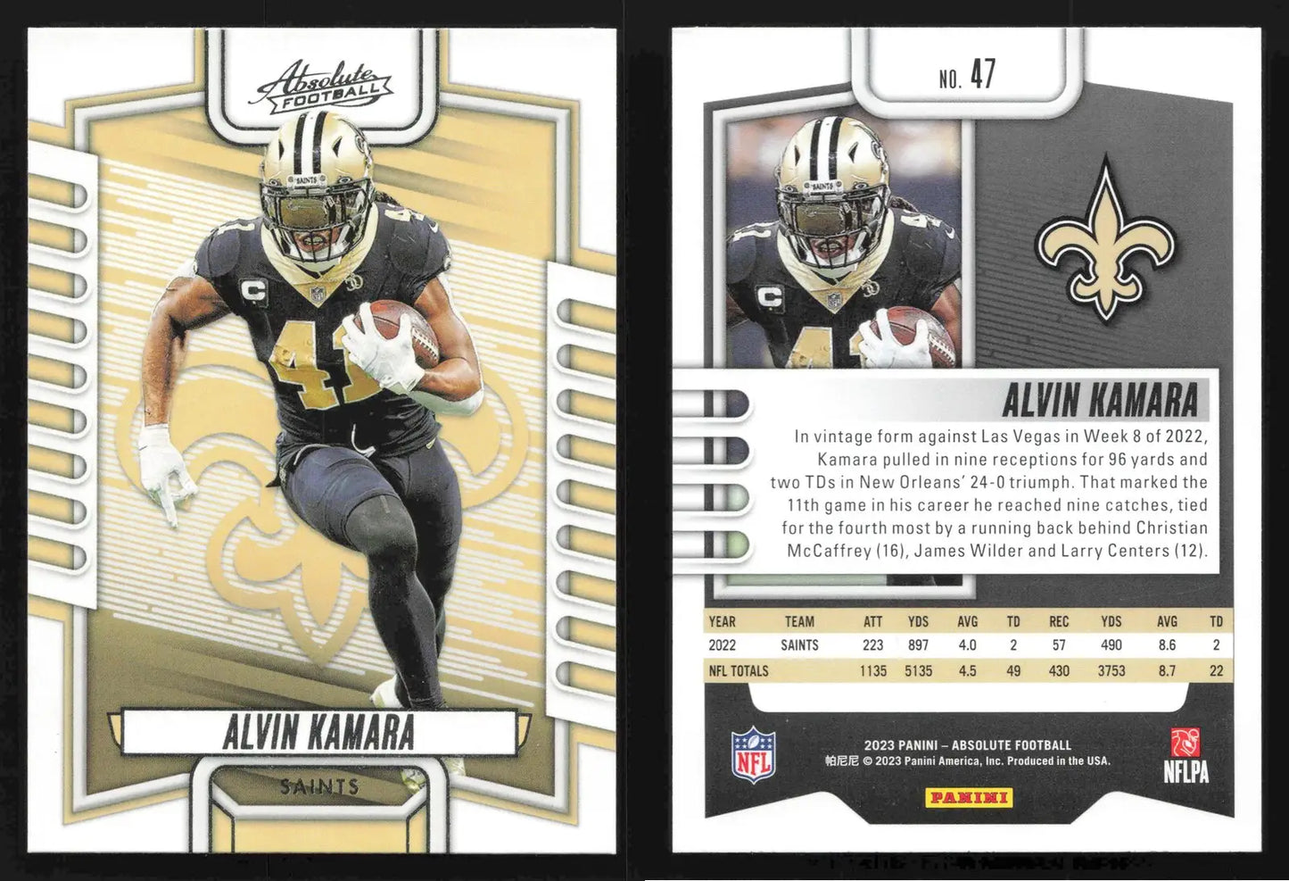 2023 Panini Absolute Football ALVIN KAMARA #47 New Orleans Saints - Football Card Single