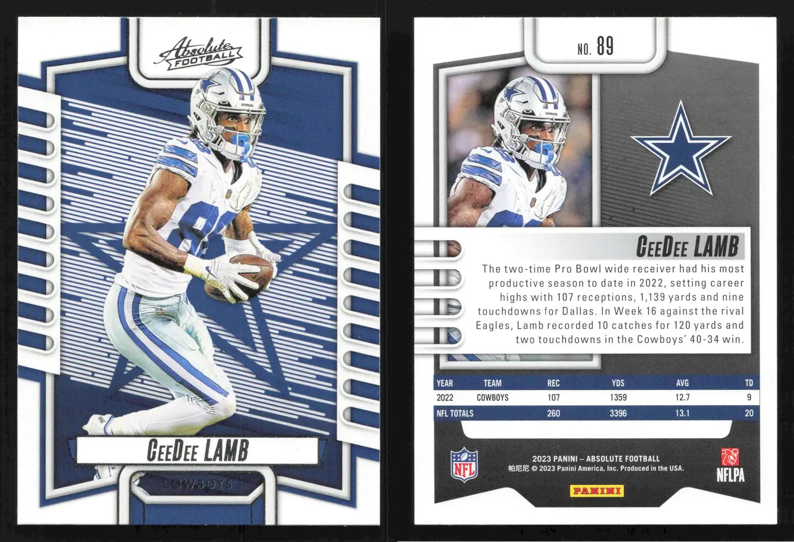2023 Panini Absolute Football CEEDEE LAMB #89 Dallas Cowboys - Football Card Single