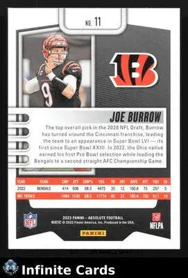 2023 Panini Absolute Football JOE BURROW #11 Cincinnati Bengals - Football Card Single