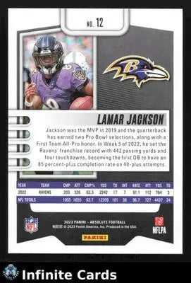 2023 Panini Absolute Football LAMAR JACKSON #12 [Base] Baltimore Ravens - Football Card Single