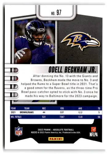 2023 Panini Absolute Green #97 Odell Beckham Jr. NM-MT Ravens ID:67697 - Football Card Single