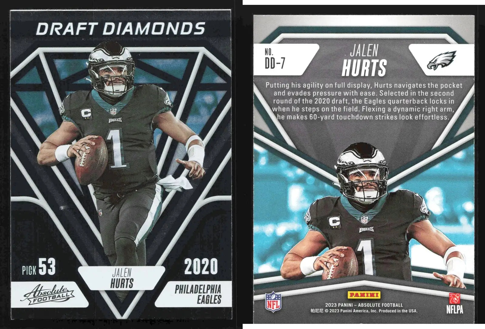 2023 Panini Absolute JALEN HURTS #DD-7 Draft Diamonds Philadelphia Eagles - Football Card Single