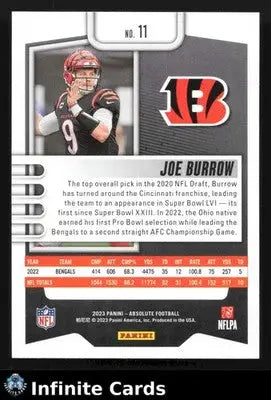 2023 Panini Absolute JOE BURROW #11 Blue Foil Cincinnati Bengals - Football Card Single