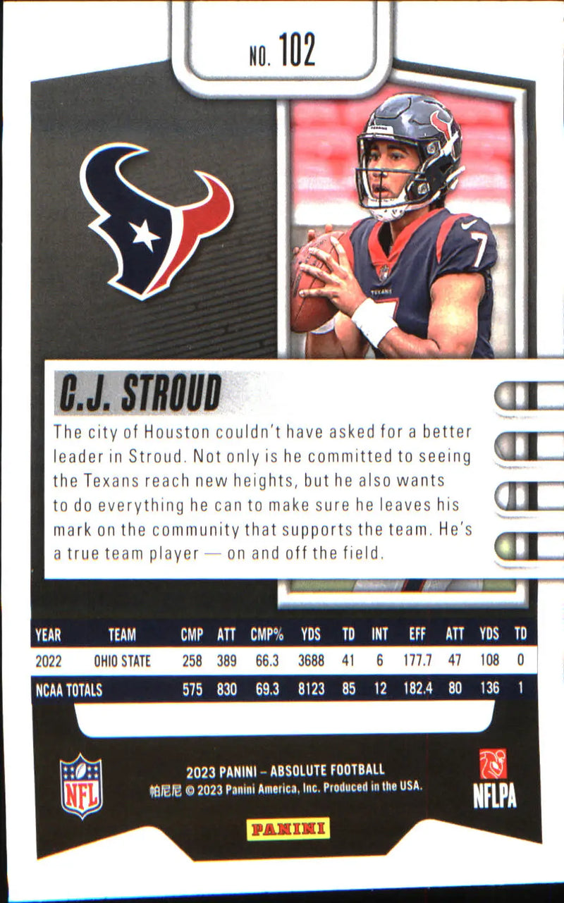 2023 Panini Absolute Retail #102 C.J. Stroud Rookie Rookie