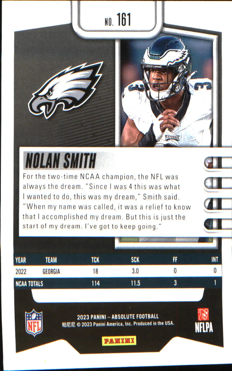 2023 Panini Absolute Retail #161 Nolan Smith Rookie Rookie