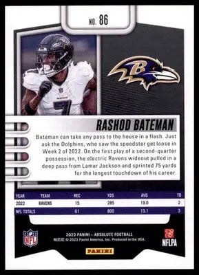 2023 Panini Absolute - Retail Rashod Bateman 86 Baltimore Ravens