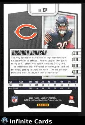2023 Panini Absolute ROSCHON JOHNSON #134 Chicago Bears RC - Football Card Single