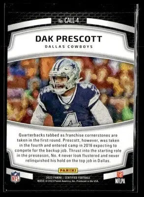 2023 Panini Certified Dak Prescott #CALL-4 Calling Cards Dallas Cowboys