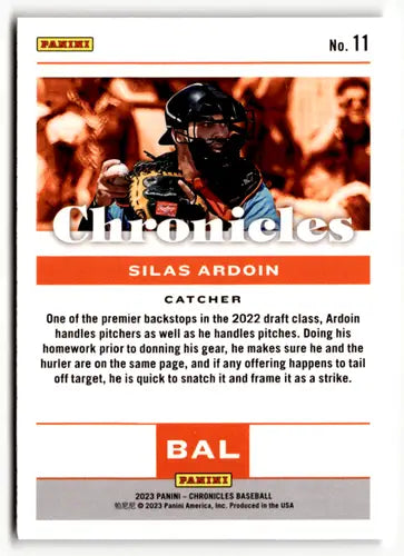 2023 Panini Chronicles #11 Silas Ardoin NM Near Mint Orioles ID:64046 - Baseball Card Single