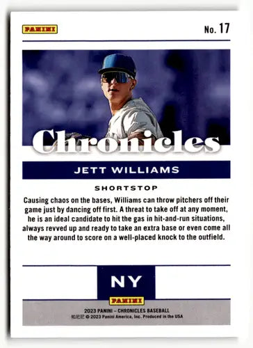 2023 Panini Chronicles #17 Jett Williams NM Near Mint Mets ID:64045 - Baseball Card Single