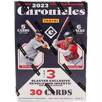 Sealed 2023 Panini Chronicles Baseball trading card box in a Panini Chronicles Baseball 6-Pack Blaster Box