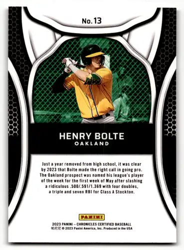 2023 Panini Chronicles Certified #13 Henry Bolte NM-MT ID:64021 - Baseball Card Single