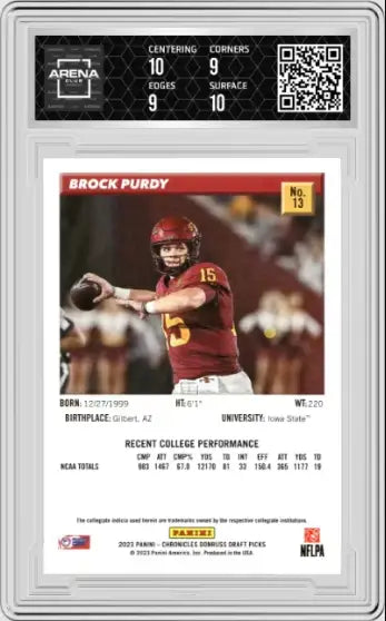 2023 Panini Chronicles DP Brock Purdy #13 Donruss Retro Football AC 9.5 - Football Card Single