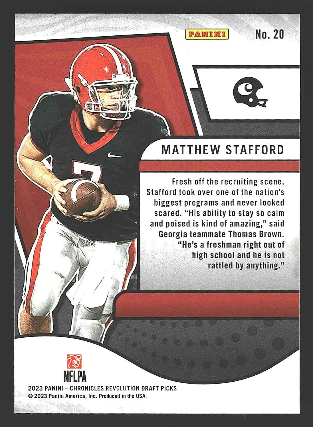 2023 Panini Chronicles Draft Picks #20 Matthew Stafford Revolution - Football Card Single