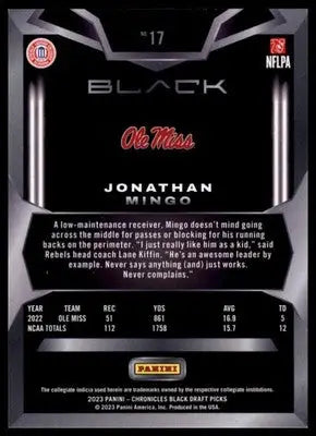2023 Panini Chronicles Draft Picks - Black Jonathan Mingo 17 Houston Texans - Football Card Single