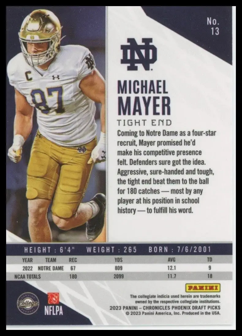 2023 Panini Chronicles Draft Picks - Phoenix Michael Mayer #13 (RC) - Football Card Single