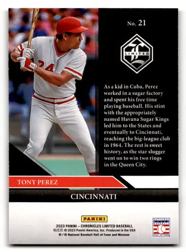 2023 Panini Chronicles Limited #21 Tony Perez NM Near Mint Reds ID:64054 - Baseball Card Single